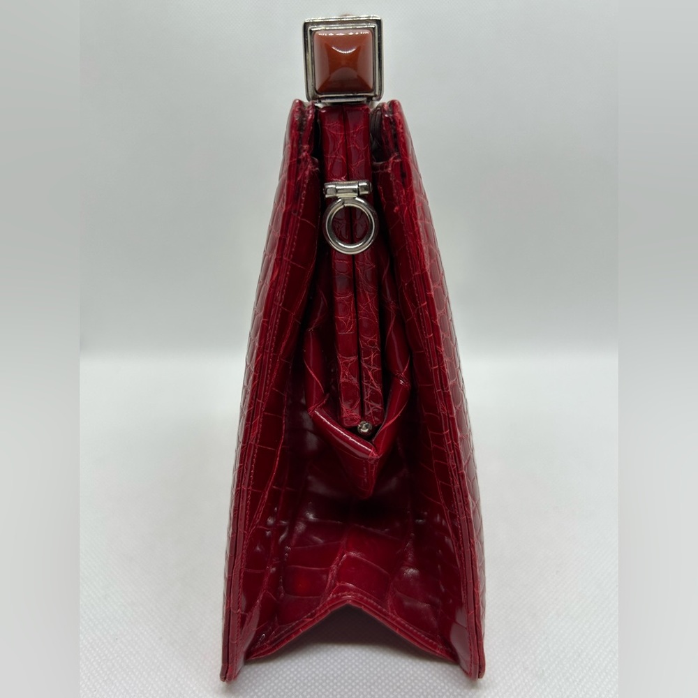 Judith Leiber Red Alligator Crocodile Clutch Shoulder Bag VERY RARE - Picture 5 of 12